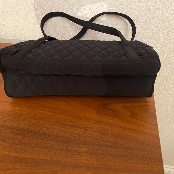 Vera Bradley microfiber shoulder/satchel bag Quilted. 2 Handles Black. Brand New - Picture 5 of 11